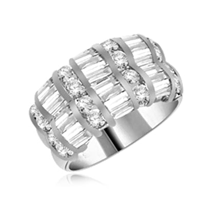 Ringround stones and baguettes set in 4 rows