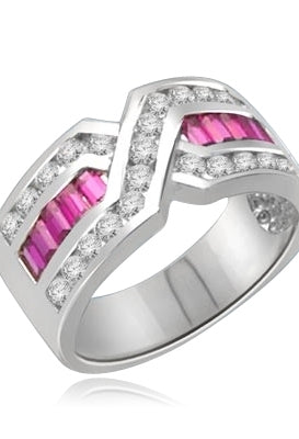 Tenderly- Ruby 14K Solid White Gold ìXî ring 2.5 cts.t.w