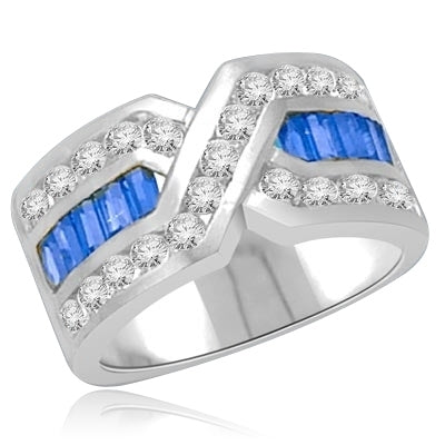 Tenderly- Sapphire 14K Solid White Gold ìXî ring 2.5 cts.t.w