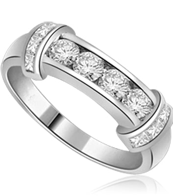 Ruby Essence stones, bar of gems on sides in ring