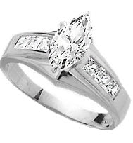 Diamond Essence Ring With 0.75 Ct. Marquise Center Followed By Channel Set Princess Stone Enhance the look Of Band In 14K White Gold, 1.50 Cts.T.W.
