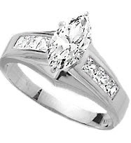 Diamond Essence Ring With 0.75 Ct. Marquise Center Followed By Channel Set Princess Stone Enhance the look Of Band In 14K White Gold, 1.50 Cts.T.W.