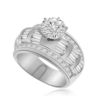 ring-2 ct round stone,princess stones, baguettes