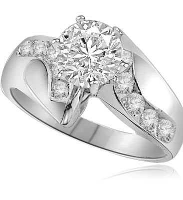 1ct round center and accents ring in White Gold