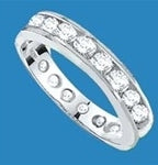 Eternity Band--Flawless round-brilliant Diamond Essence masterpieces completely encircle this channel set wedding band. 2.0 Cts T.W. set in 14K Solid White Gold.
