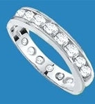 Eternity Band--Flawless round-brilliant Diamond Essence masterpieces completely encircle this channel set wedding band. 2.0 Cts T.W. set in 14K Solid White Gold.