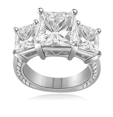 3ct bright Princess cut Diamond ring in white gold