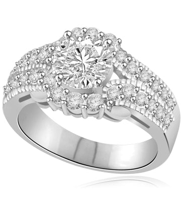 1.25ct Cocktail ring in 14K Solid White Gold