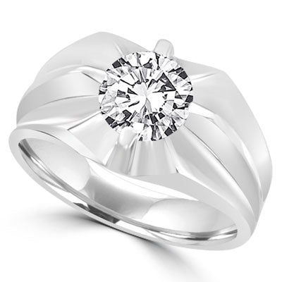 2 carat round cut 14K Solid White Gold ring