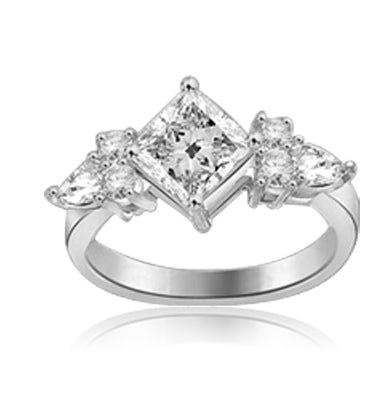 1.25ct princess cut diamond stone in White gold