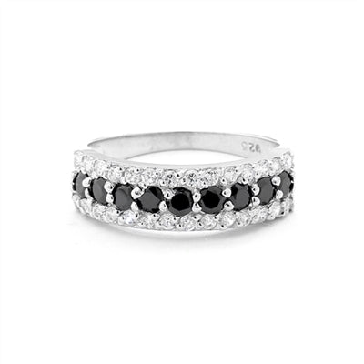 Ring 9 onyx diamond round stone white DE stones