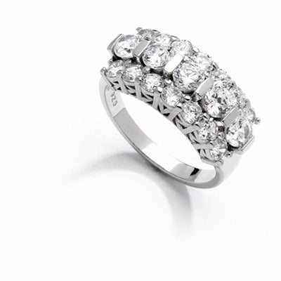 Wide Band Round Sparkles on Display - 2.5 Cts. T.W. In 14k Solid White Gold.