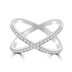 Diamond Essence Criss Cross "X" Ring with Round Brilliant Melee in 14K White Gold , 0.35 Ct.T.W.