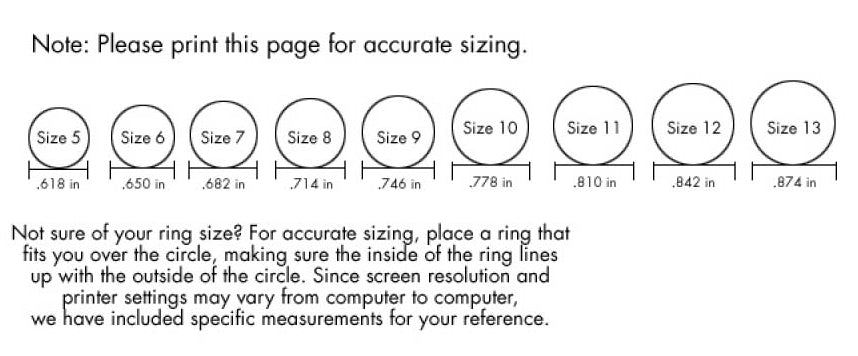 Printable ring size circle chart
