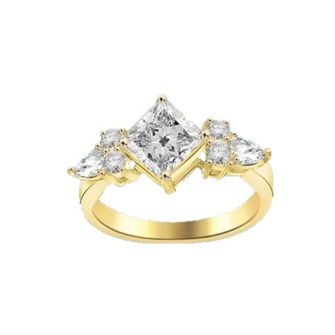 1.25ct princess cut diamond stone in gold vermeil