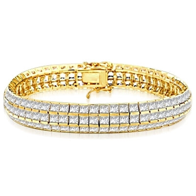 Designer Bracelet channel Set Artificial Princess Diamonds Three Row Bracelet