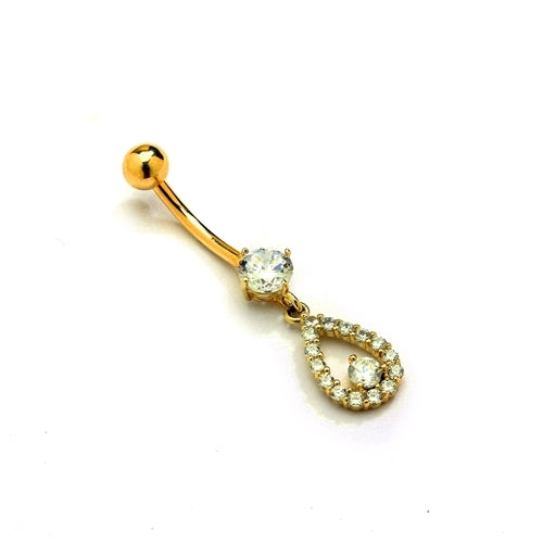 Designer Belly Button Ring in 14K Solid Yellow Gold with 0.85 Ct.T.W. Round Brilliant Stones and Screw On Ball.