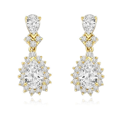 7ct white essence earrings in 14K Solid yellow Gold