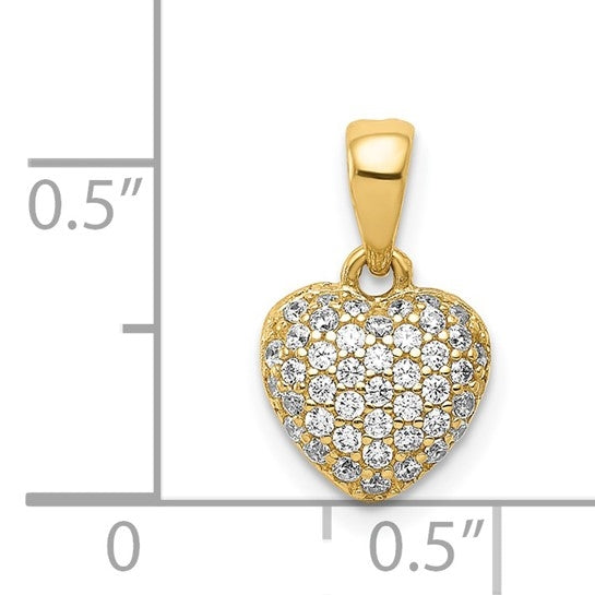 Little Heart for Children - Heart shape Pendant with cluster of Diamond Essence Melee, 1.0 Ct. T.W. set in 14k Solid Yellow Gold.