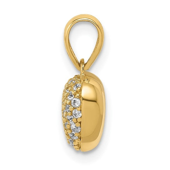 Little Heart for Children - Heart shape Pendant with cluster of Diamond Essence Melee, 1.0 Ct. T.W. set in 14k Solid Yellow Gold.