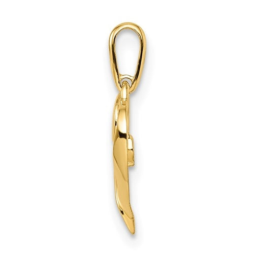 Beautiful Heart Pendant With Prong Set Round Diamond Essence Stone Set In 14K Yellow Gold
