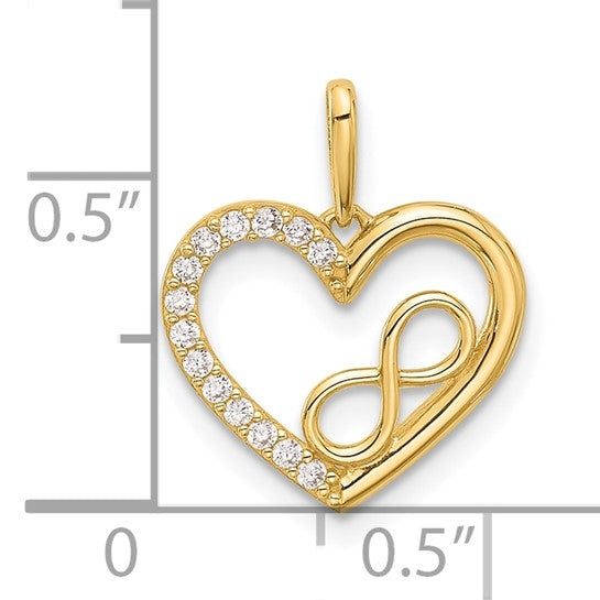 Prong Set Diamond Essence Round Brilliant stones In 14K Solid Gold Heart  Pendant