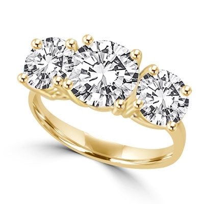 Ring  3 stone ring, 2 ct center, 1 ct on sides