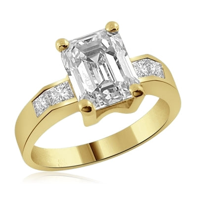 round  radiant  emerald center stone gold ring