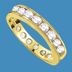 Eternity Band--Flawless round-brilliant Diamond Essence masterpieces completely encircle this channel set wedding band. 2.0 Cts T.W. set in 14K Solid Yellow Gold.
