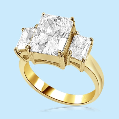 radiant emerald-cut diamond ring in gold