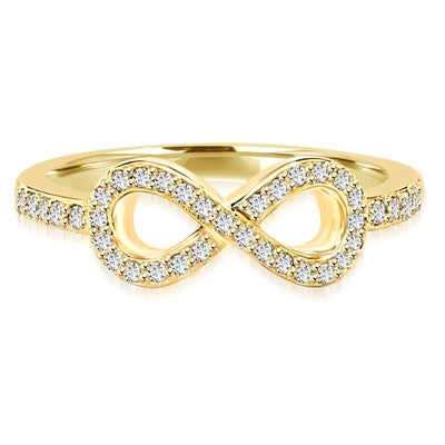 Infinity Ring with 1.60 cts.t.w .of Diamond Essence Melee, in 14K Solid Yellow Gold.