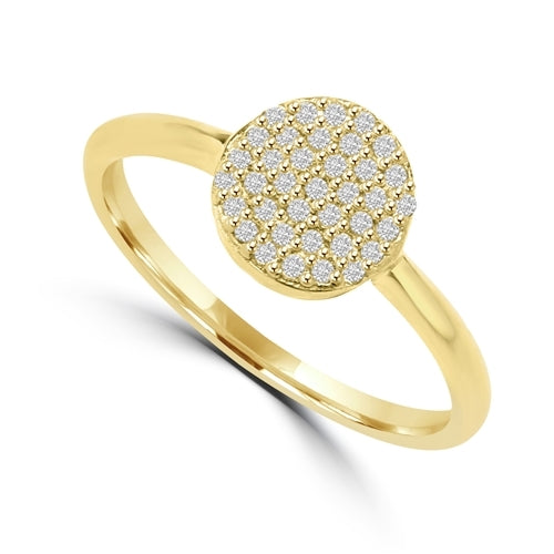 Diamond Essence Ring with Brilliant Melee In Circular Pave Setting, 0.20 Ct.T.W. In 14K Solid Yellow Gold.