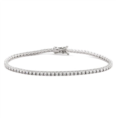 Platinum Plated Silver-7" round stone bracelet