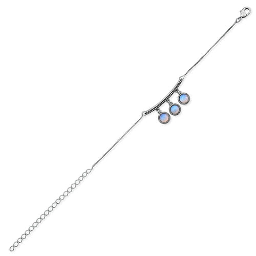 Diamond Essence Moon Stone Bracelet in Antique Silver- SBL274MS