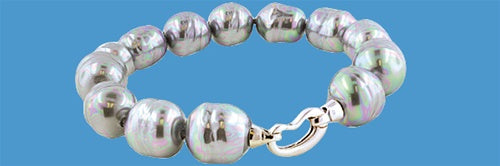 Diamond Essence's pearl bracelet of majorica gray pearls in sterling silver.