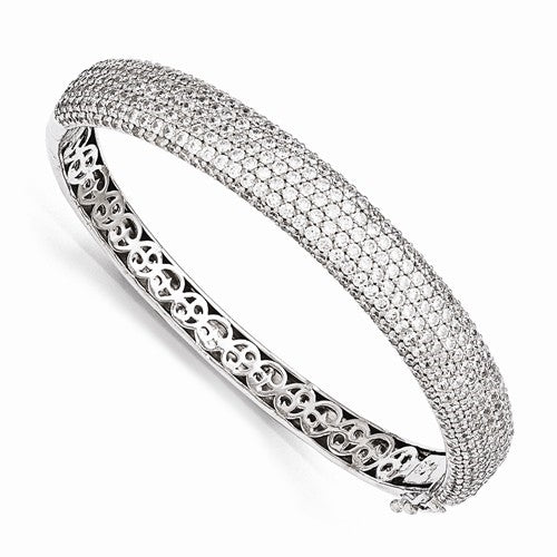 Pave Set Simulated Diamond Hinged Bracelet