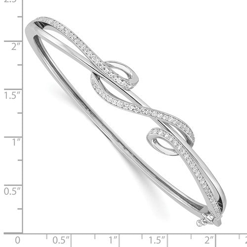 A dazzling designer bracelet for women with simulated round brilliant diamonds by Diamond Essence set in platinum plated sterling silver. 0.83 Cts.t.w.