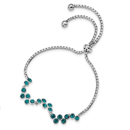 Diamond Essence Blue Stone Adjustable strand Bracelet, set in bezel setting of Platinum Plated Sterling Silver, 4.0 Cts.t.w.
