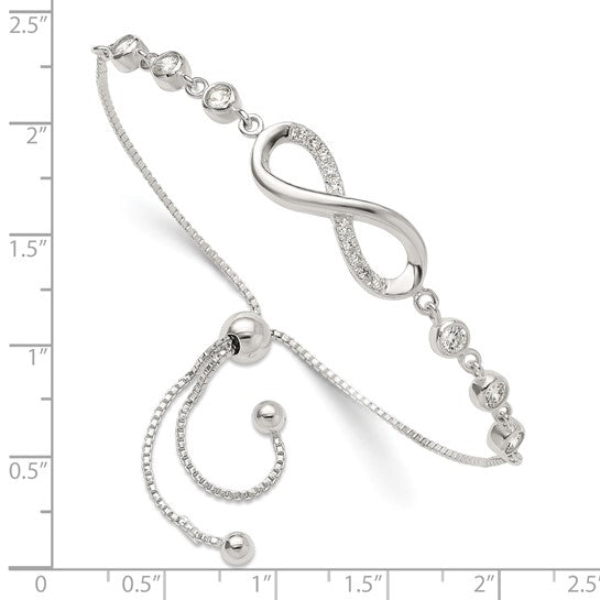 A beautiful Infinite Bracelet with Round Brilliant stones set in prong and Bezel setting makes a perfect wear for any occasion and endless opportunities.1.0 ct. t.w. in platinum-plated sterling silver.