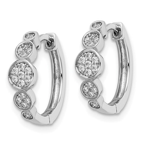 Diamond Essence hinged Hoops with Round Brilliant Stones in platinum Plated Sterling Silver, 0.5 Cts T.W.