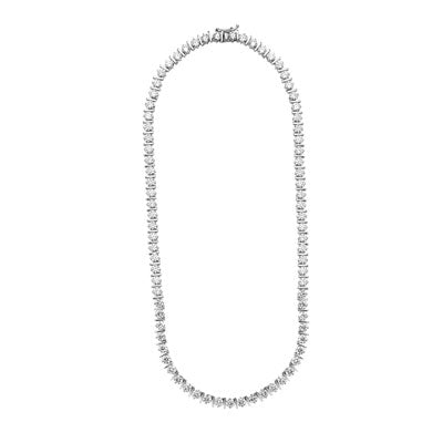 16 Inch Bar Necklace where each gorgeous round brilliant masterpiece is separated with distinction - creating oomph of 12.75 Cts. T.W. set in Platinum Plated Sterling Silver.