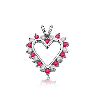 Ruby Essence Heart Pendant - 0.5 Cts. T.W. set in Platinum Plated Sterling Silver.