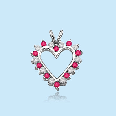Ruby Essence Heart Pendant - 0.5 Cts. T.W. set in Platinum Plated Sterling Silver.