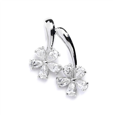 Pendant-Silver,2 flower slide,10 pear shape stone