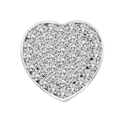 Beautiful Heart Pendant with the outer ring of heart encircling the micro pave set bulge heart. Truly lovable..2 Cts. T.W. in Platinum Plated Sterling Silver.