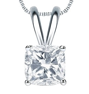 Cushion cut Diamond pendant Sterling Silver