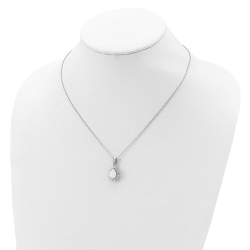 1.25 ct tw opal pendant in platinum plated sterling silver