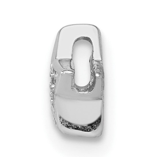 Prong and Pave Set Star Pendant With Round Brilliant Melee in Platinum Plated Sterling Silver