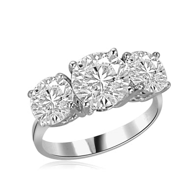 Silver Ring3 stone,2ct center,1 ct on sides