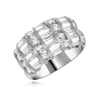 Ringround stones and baguettes set in 4 rows